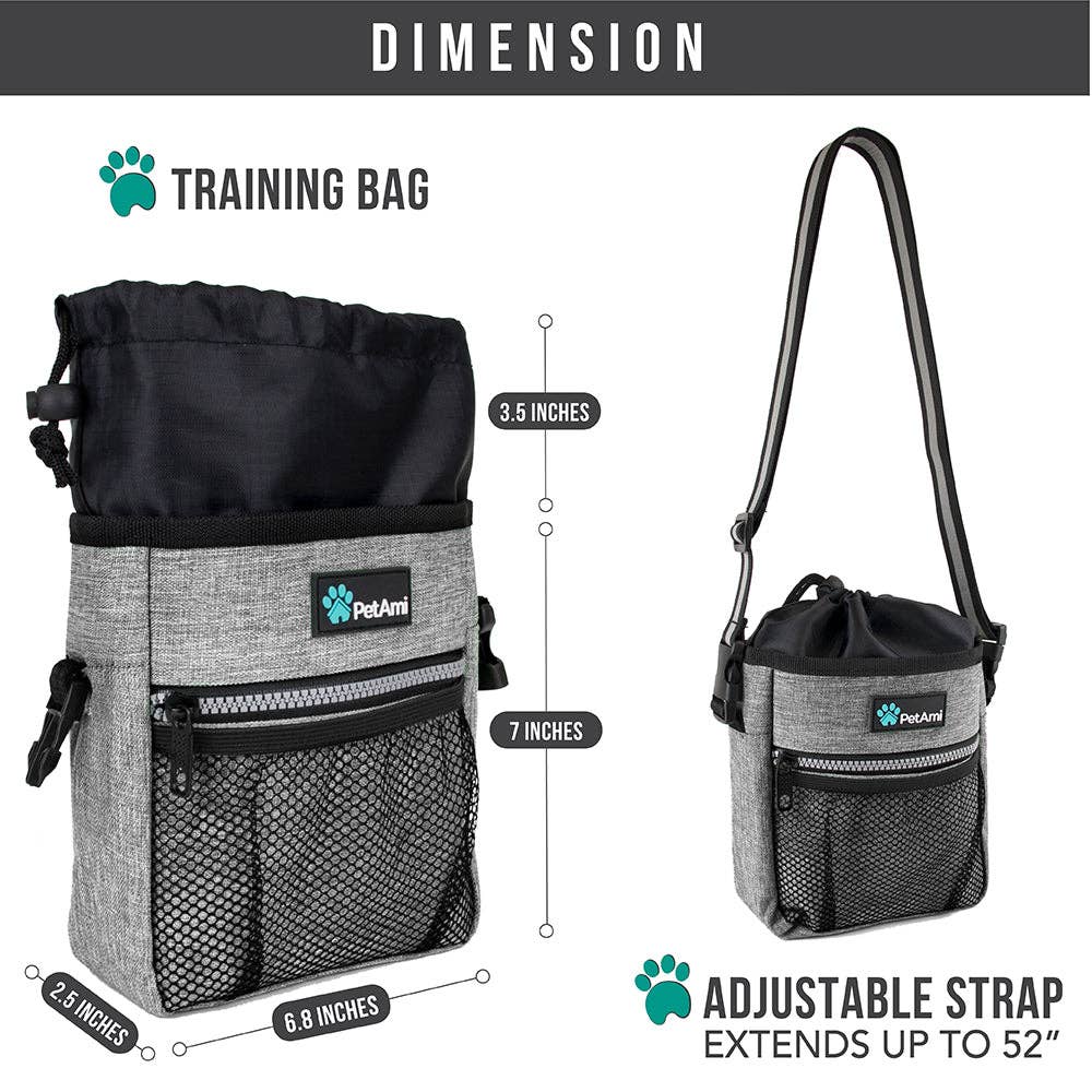 Everyday Dog Treat Training Pouch Bag: Stripe Black / One Size - 7" x 6.8" x 2.5" (LxWxH)