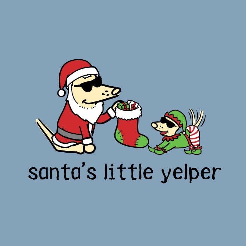 Santa's Little Yelper - Youth Short Sleeve T-Shirt: Light Blue / Youth X-Small