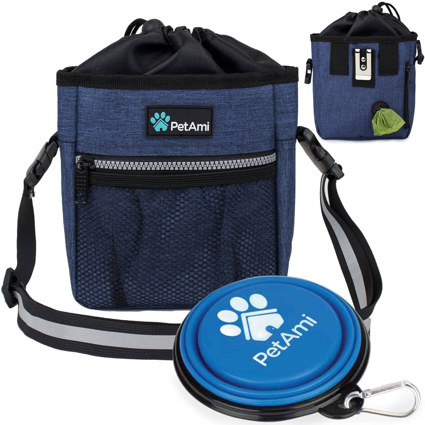 Everyday Dog Treat Training Pouch Bag: Stripe Black / One Size - 7" x 6.8" x 2.5" (LxWxH)