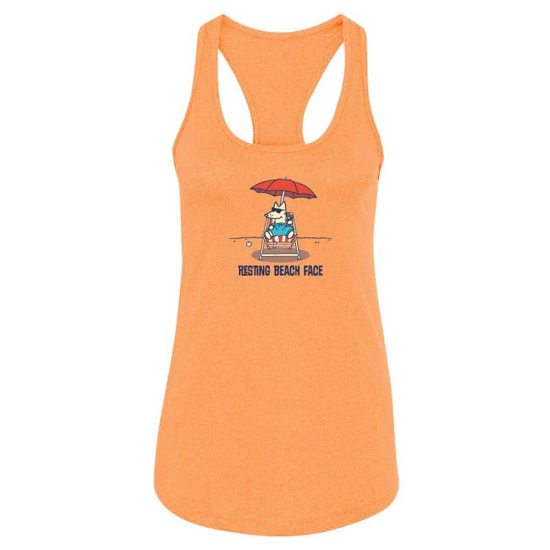 Resting Beach Face - Ladies Tank Top: Light Orange / XX-Large