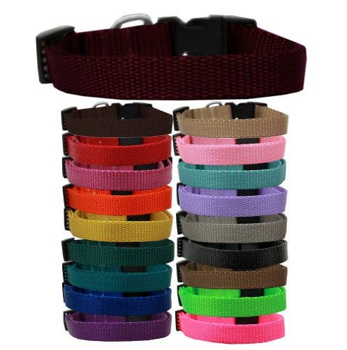 Plain Colored Nylon Collars and Leashes: Red / XL Collar