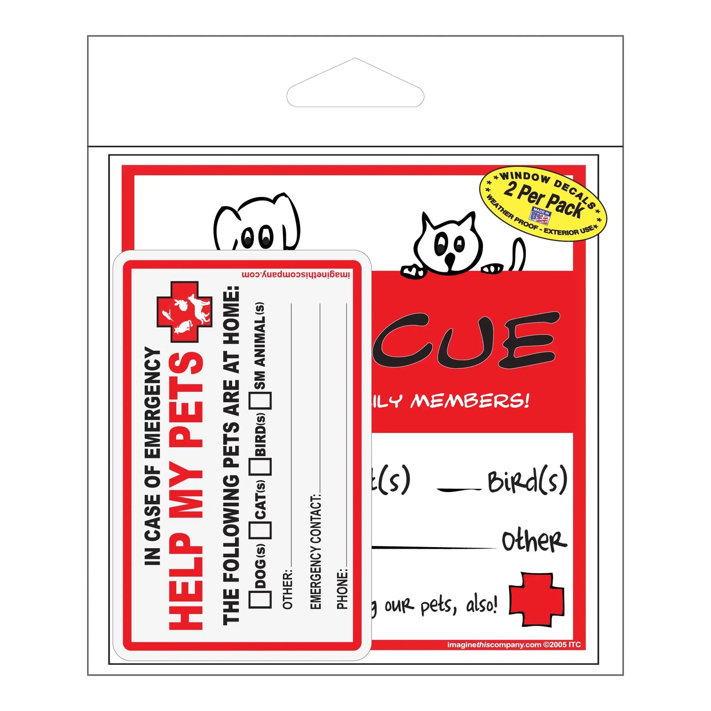 Pet Rescue Decals 2 Pack Family with Wallet Card