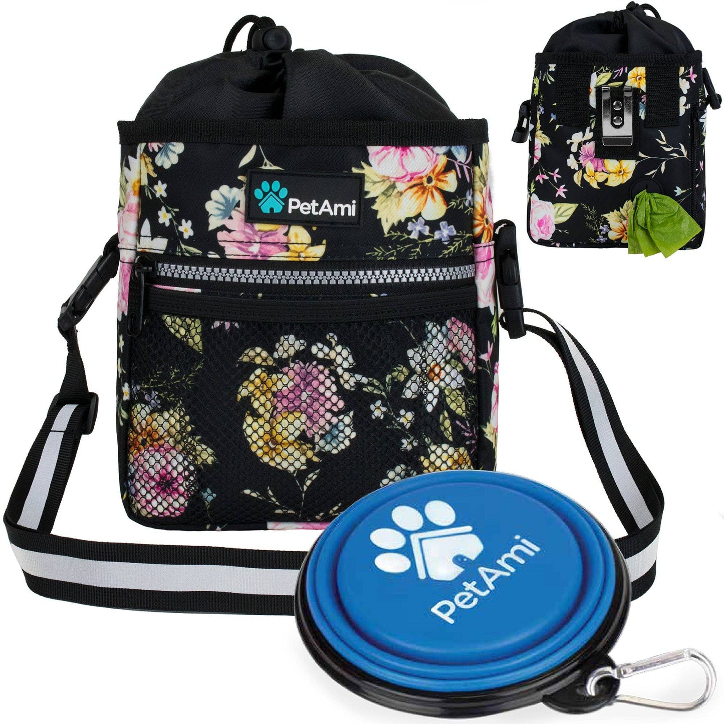 Everyday Dog Treat Training Pouch Bag: Stripe Black / One Size - 7" x 6.8" x 2.5" (LxWxH)