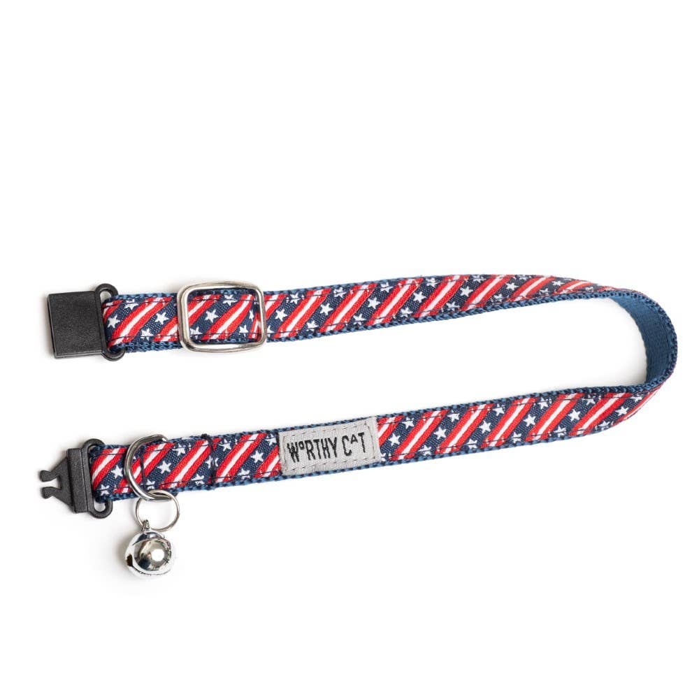 Bias Stars & Stripes Cat Collar: One Size Fits Most / Red/White/Blue