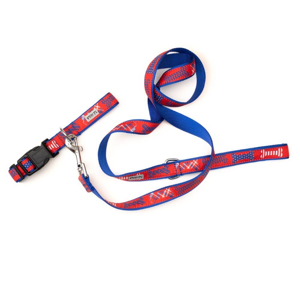 Preppy Bones Lead: Red/White/Blue