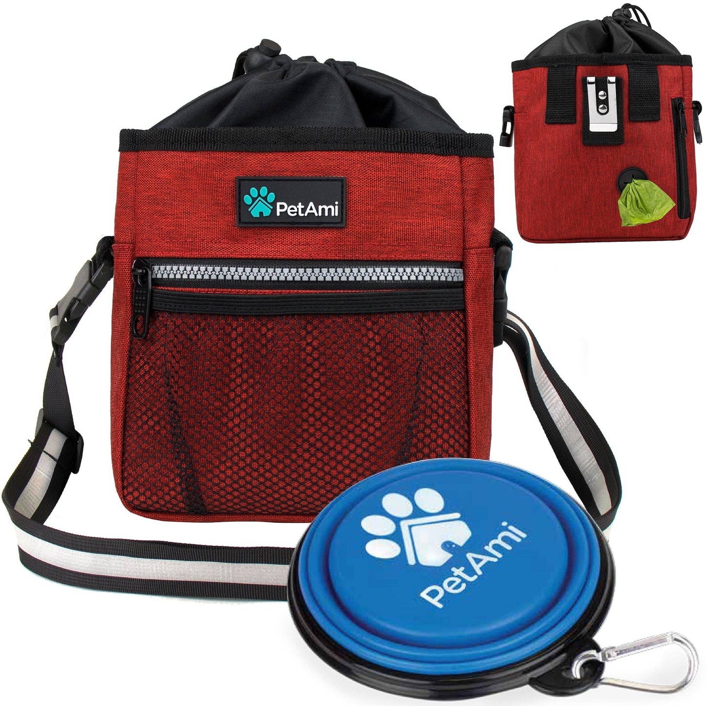 Everyday Dog Treat Training Pouch Bag: Stripe Black / One Size - 7" x 6.8" x 2.5" (LxWxH)