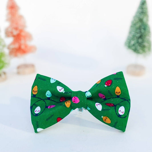 Very Merry and Bright Christmas winter dog bow tie pet accessory: Collar attachment