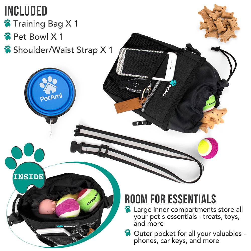 Everyday Dog Treat Training Pouch Bag: Stripe Black / One Size - 7" x 6.8" x 2.5" (LxWxH)