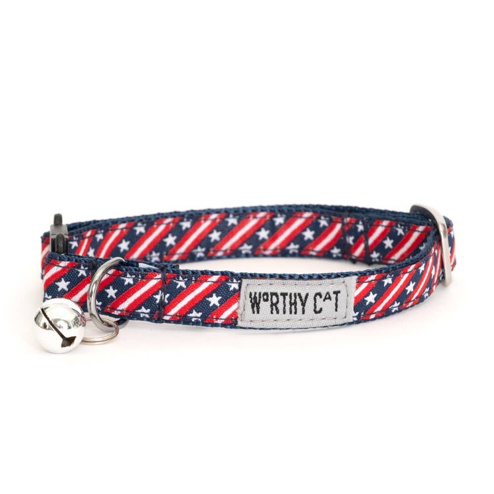 Bias Stars & Stripes Cat Collar: One Size Fits Most / Red/White/Blue
