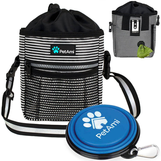 Everyday Dog Treat Training Pouch Bag: Stripe Black / One Size - 7" x 6.8" x 2.5" (LxWxH)