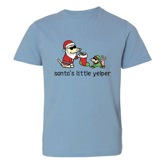 Santa's Little Yelper  - Youth Short Sleeve T-Shirt: Light Blue / Youth X-Large