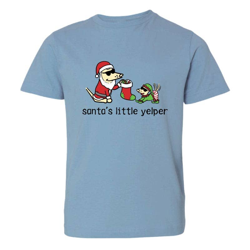 Santa's Little Yelper  - Youth Short Sleeve T-Shirt: Light Blue / Youth X-Small