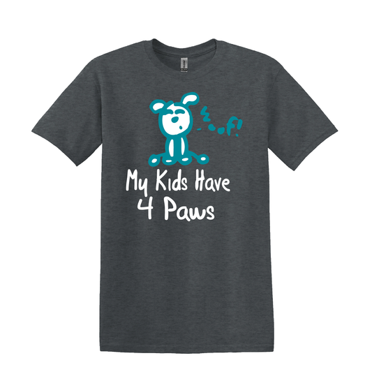My Kids Have 4 Paws Happy Dog T-Shirt: Dark Heather / XX Large
