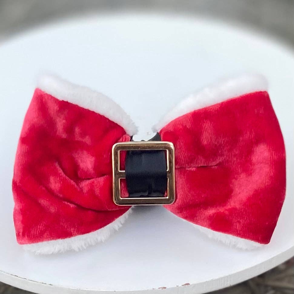Santa Paws Christmas dog bow tie pet accessory: Dark nylon band