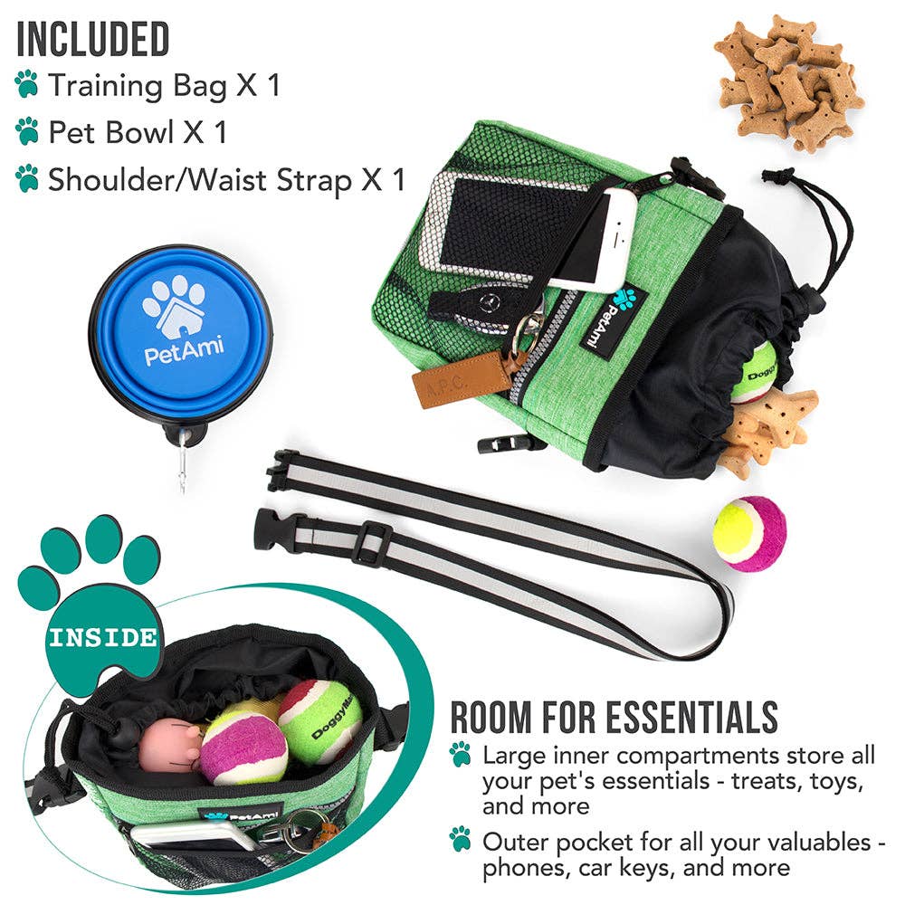 Everyday Dog Treat Training Pouch Bag: Stripe Black / One Size - 7" x 6.8" x 2.5" (LxWxH)