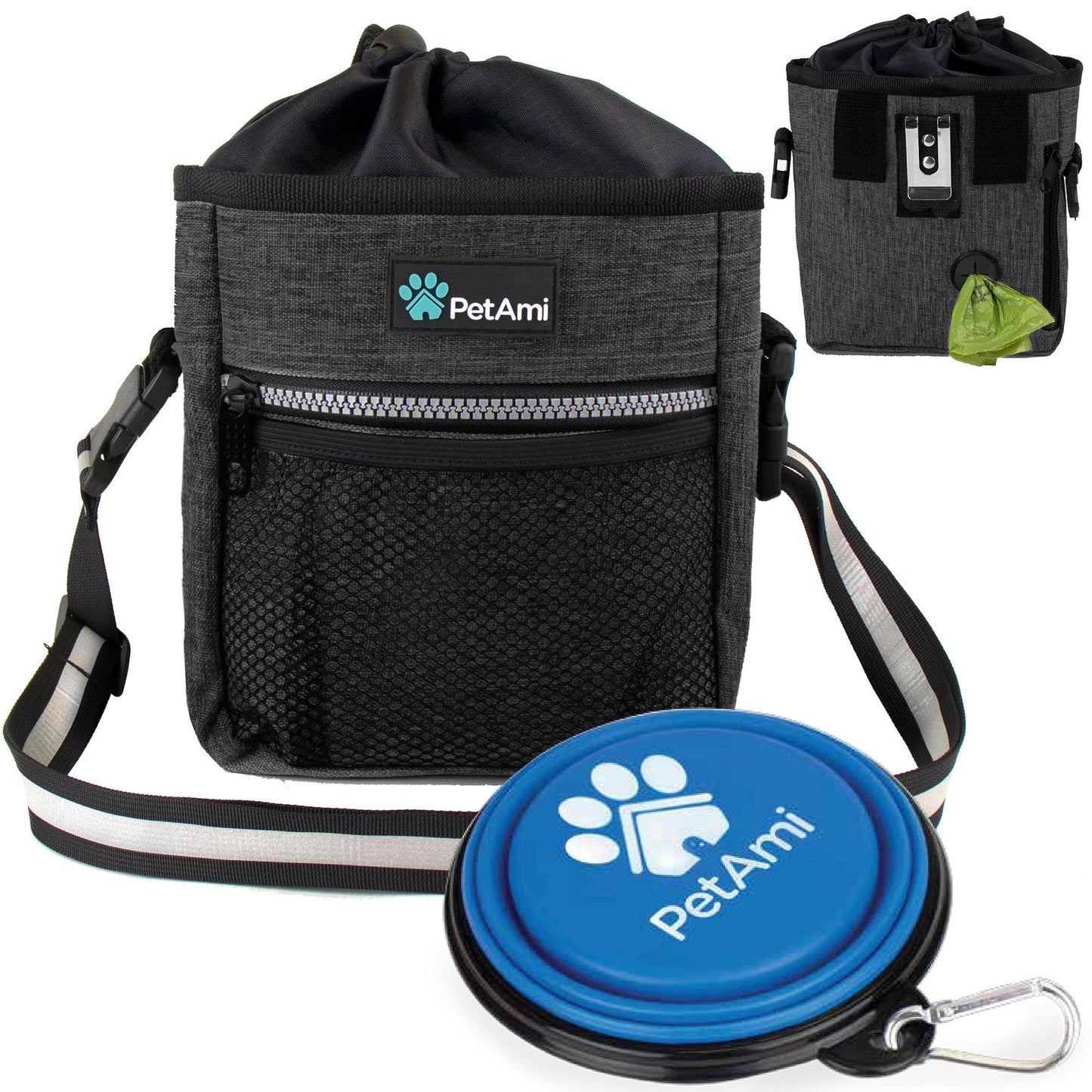 Everyday Dog Treat Training Pouch Bag: Stripe Black / One Size - 7" x 6.8" x 2.5" (LxWxH)