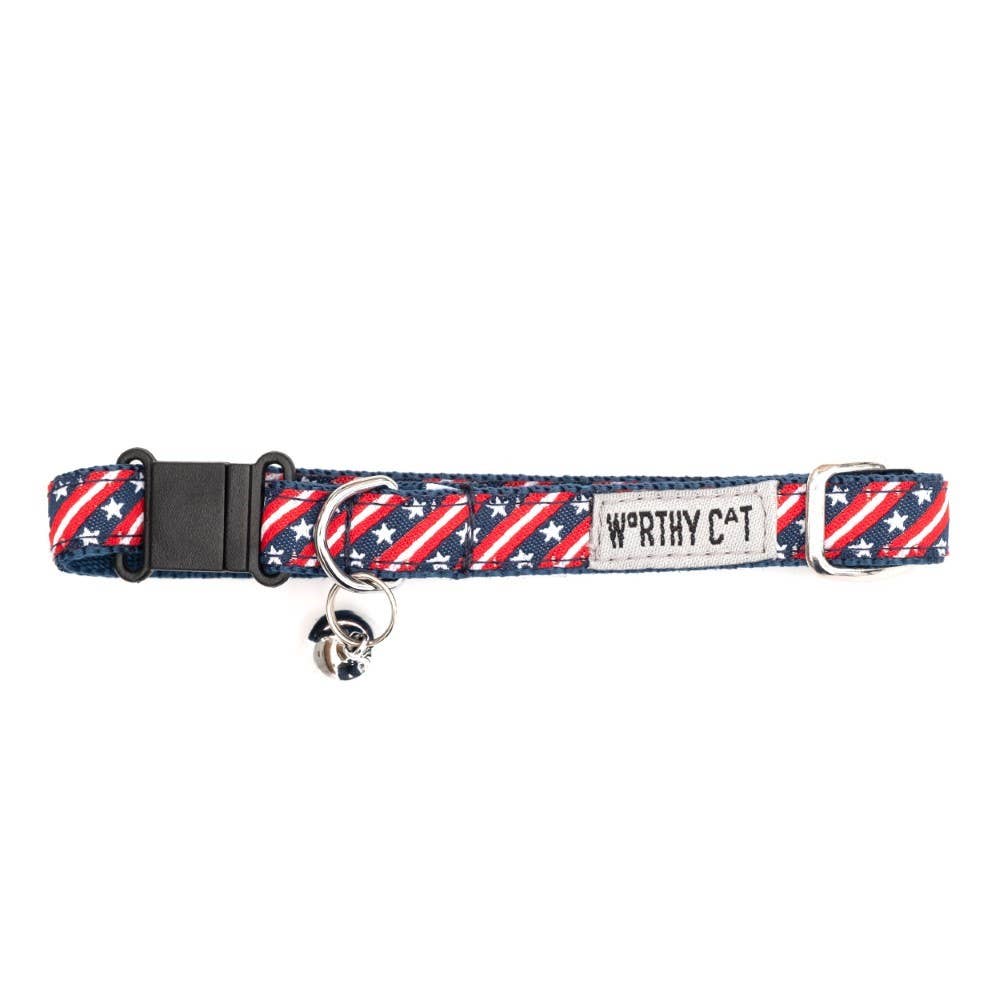 Bias Stars & Stripes Cat Collar: One Size Fits Most / Red/White/Blue